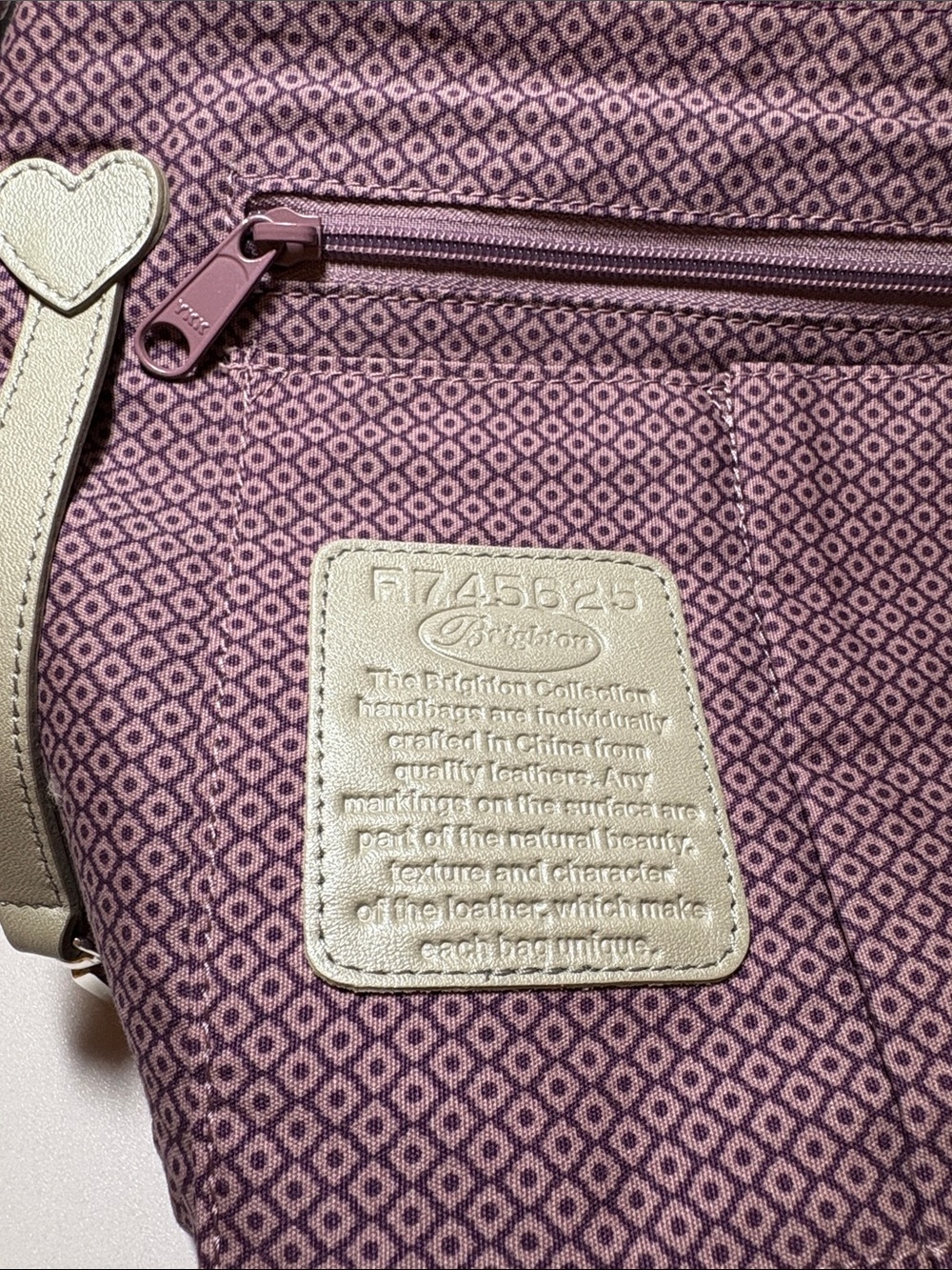 Brighton Plum Braided-Handle Leather Hobo with Heart Charms - Picture 5 of 10